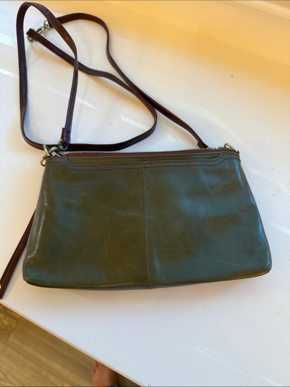 HOBO Olive Green Leather Crossbody Bag